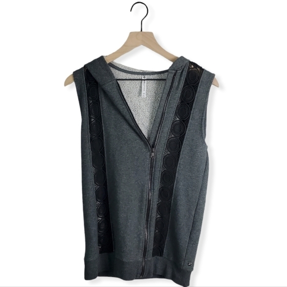 Fabletics Black and Gray Saige Vest Hoodie Soft Women - Picture 3 of 11